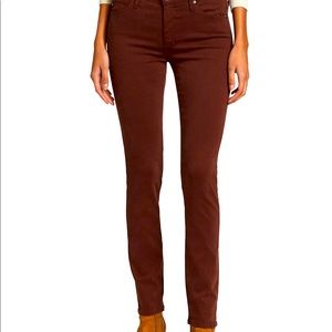 AG PRIMA SATEEN MID RISE CIGARETTE JEANS